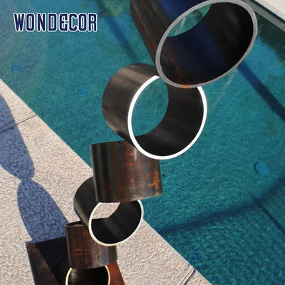 Metal Decoration Cylindrical Corten Steel Garden Sculpture Carving 150cm