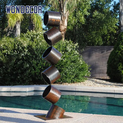 Metal Decoration Cylindrical Corten Steel Garden Sculpture Carving 150cm