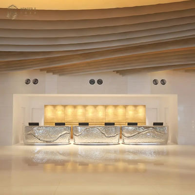 Rectangle 110cm Hotel Reception Desk Shaped Front Office Beauty 3D 2D