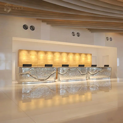 Rectangle 110cm Hotel Reception Desk Shaped Front Office Beauty 3D 2D