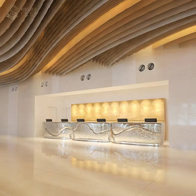 Rectangle 110cm Hotel Reception Desk Shaped Front Office Beauty 3D 2D