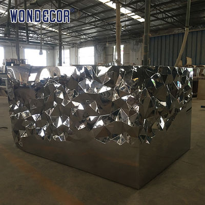 Modern Design 110cm Hotel Front Desk Metal Stainless Steel Geometric Triangle