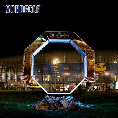 Light Show Stainless Steel Sculpture Octagonal Geometry Customized