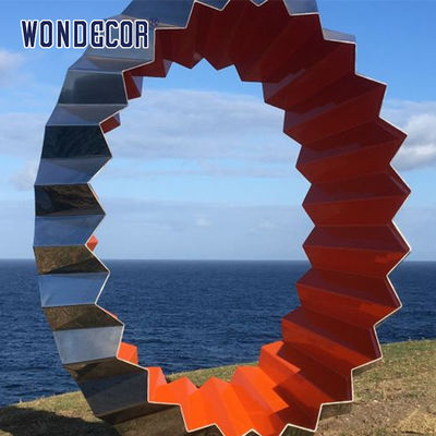 Three Dimensional Stainless Sculpture Folded Corner Cylinder Geometry