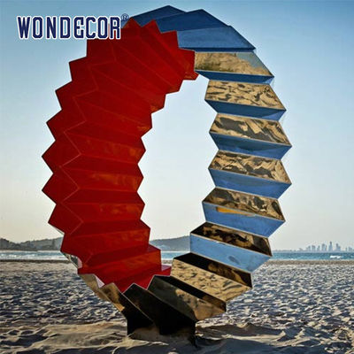 Three Dimensional Stainless Sculpture Folded Corner Cylinder Geometry