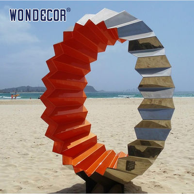 Three Dimensional Stainless Sculpture Folded Corner Cylinder Geometry