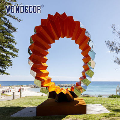 Three Dimensional Stainless Sculpture Folded Corner Cylinder Geometry