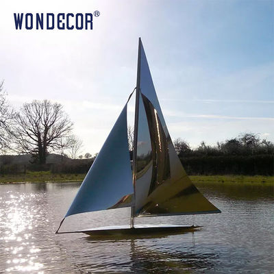 Customized Weather Proof Stainless Steel Outdoor Sculpture Decoration Abstract Sailing