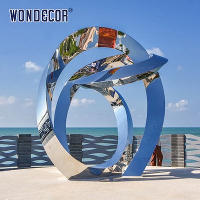 Weather Resistance Stainless Steel Abstract Sculpture Circular Triangular Tube Geometry