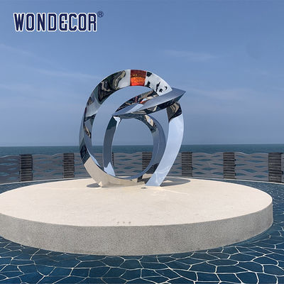 Weather Resistance Stainless Steel Abstract Sculpture Circular Triangular Tube Geometry