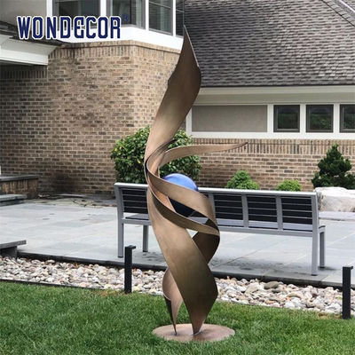 Twisted Stainless Steel Art Sculptures Spiral Gradient Strip Geometric