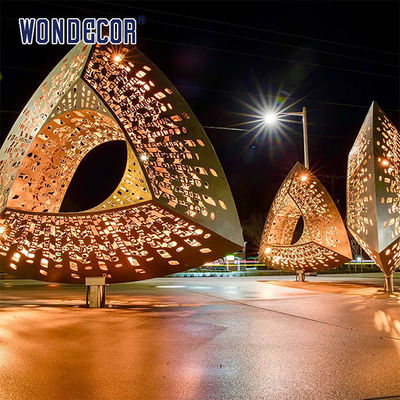 Customized Polished Stainless Steel Sculpture Triangle Hollow Geometry
