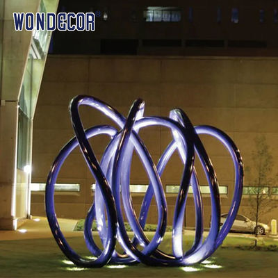 Decorative Lighting Show Stainless Steel Outdoor Sculpture Hollow Pattern Ball
