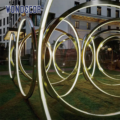 Decorative Lighting Show Stainless Steel Outdoor Sculpture Hollow Pattern Ball