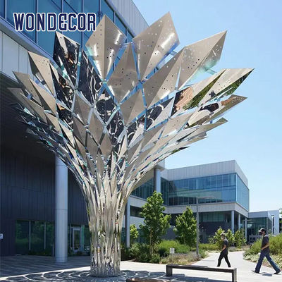 Large 3D Outdoor Stainless Steel Sculpture Garden Decoration Abstract Geometric Tree
