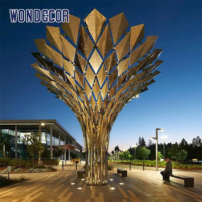 Large 3D Outdoor Stainless Steel Sculpture Garden Decoration Abstract Geometric Tree