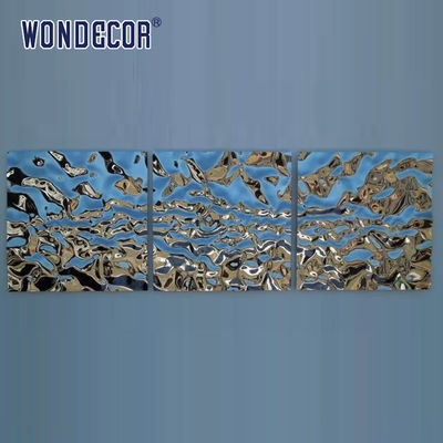Indoor Metal Wall Art Sculpture Flowing Water Droplets Water Ripple Plate Stainless