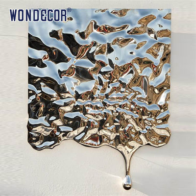 Indoor Metal Wall Art Sculpture Flowing Water Droplets Water Ripple Plate Stainless