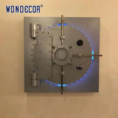 Mirror Stainless Steel Wall Sculpture Customized Led Lighting Square Geometric Decoration