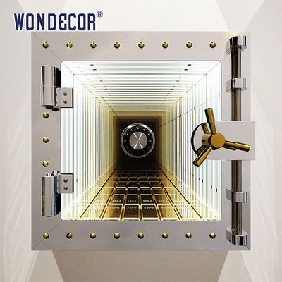 Mirror Stainless Steel Wall Sculpture Customized Led Lighting Square Geometric Decoration