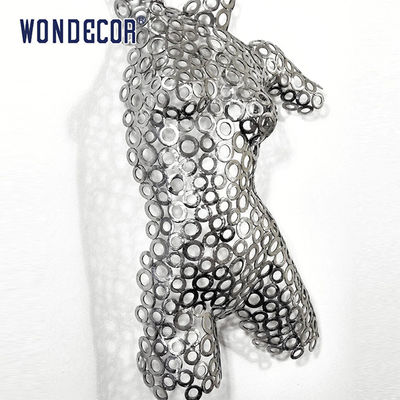 Circular Splicing Female Torso Stainless Steel Abstract Sculpture Wall Decoration