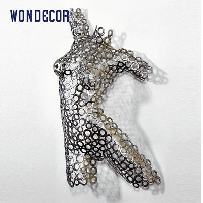 Circular Splicing Female Torso Stainless Steel Abstract Sculpture Wall Decoration