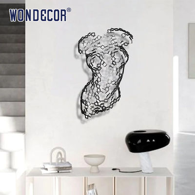 Square Splicing Abstract Stainless Steel Sculpture Female Torso Wall Decoration