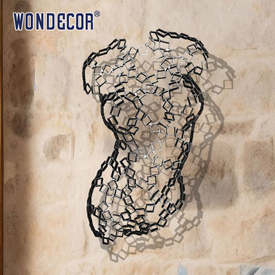 Square Splicing Abstract Stainless Steel Sculpture Female Torso Wall Decoration