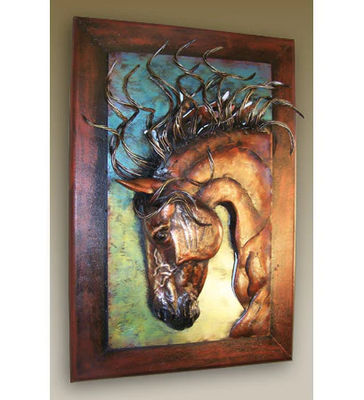 Horsehead Abstract Metal Wall Sculpture Copper Indoor Decoration