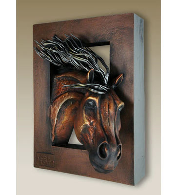 Horsehead Abstract Metal Wall Sculpture Copper Indoor Decoration