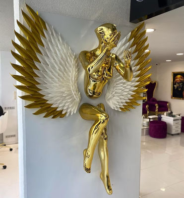 Large Art Weather-Tough Metal Wall Art Sculpture Decoration Stainless Steel Angel