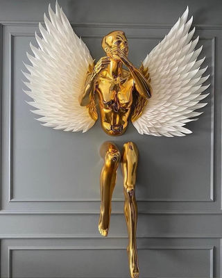 Large Art Weather-Tough Metal Wall Art Sculpture Decoration Stainless Steel Angel