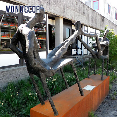 Weather Proof Bronze Garden Ornaments People Sitting And Playing Together