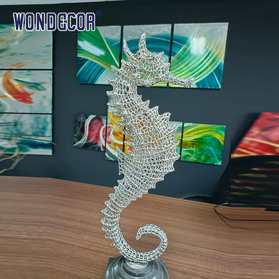 Abstract Hollow Seahorse Casting Stainless Steel Sculpture Smooth Texture