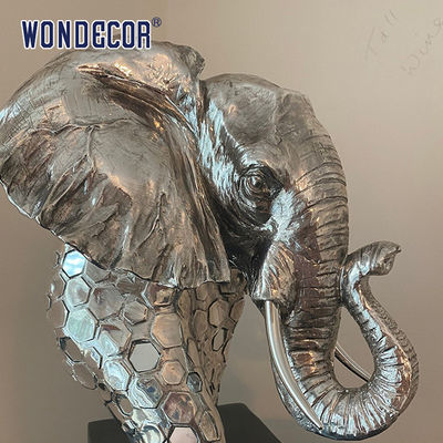 3D Elephant Head Sculpture Stainless Steel High Durability
