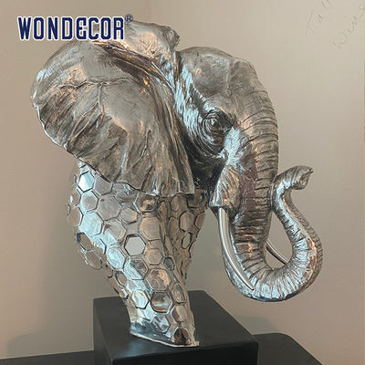 3D Elephant Head Sculpture Stainless Steel High Durability
