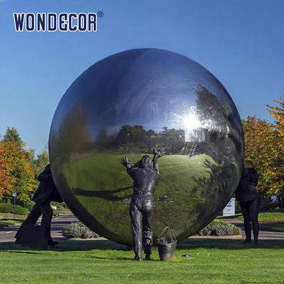 Customized Stainless Steel Garden Sculptures Outdoor Person Push Ball Large
