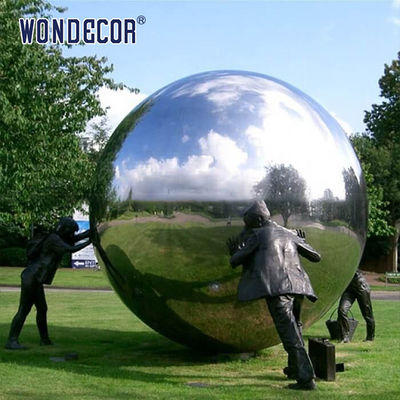 Customized Stainless Steel Garden Sculptures Outdoor Person Push Ball Large