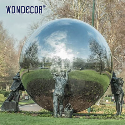 Customized Stainless Steel Garden Sculptures Outdoor Person Push Ball Large