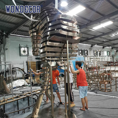 Large Scale Stainless Steel Sculpture Fabrication Public Art Abstract Slicing Horse