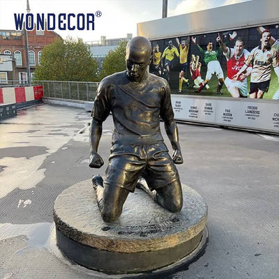 Masterfully Carved Bronze Statues Sculpture Football Players Celebrate Action
