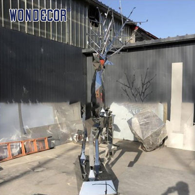 Abstract Outdoor Stainless Steel Artists Garden Geometry Sika Deer Highly Crafted