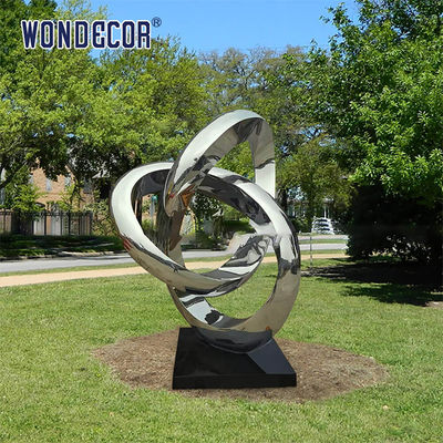 Outdoor Stainless Steel Art Sculptures Garden Abstract Twisted Ring