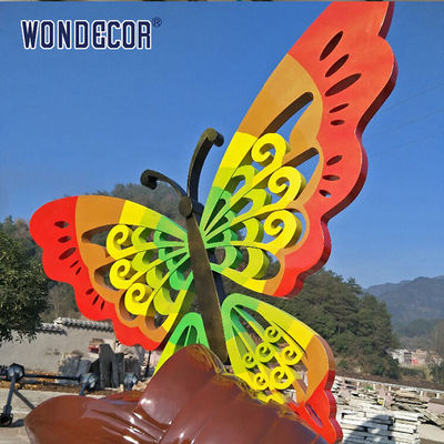 Colorful Polished Steel Sculpture Geometric Butterfly