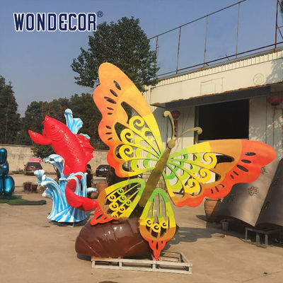 Colorful Polished Steel Sculpture Geometric Butterfly