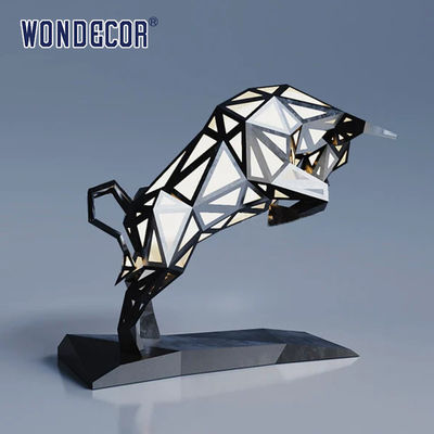 Large Scale Polished Stainless Steel Sculpture Public Art Geometric Animal Cow