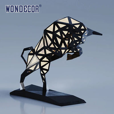 Large Scale Polished Stainless Steel Sculpture Public Art Geometric Animal Cow