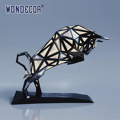 Large Scale Polished Stainless Steel Sculpture Public Art Geometric Animal Cow