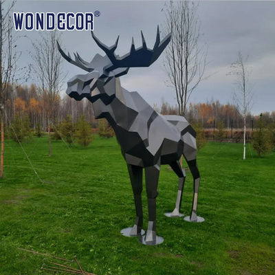 Unique Outdoor Stainless Steel Sculpture Large Public Art Geometry Elk