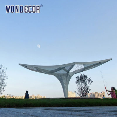 Large Forged Metal Sculpture Geometric Hollow Pavilion